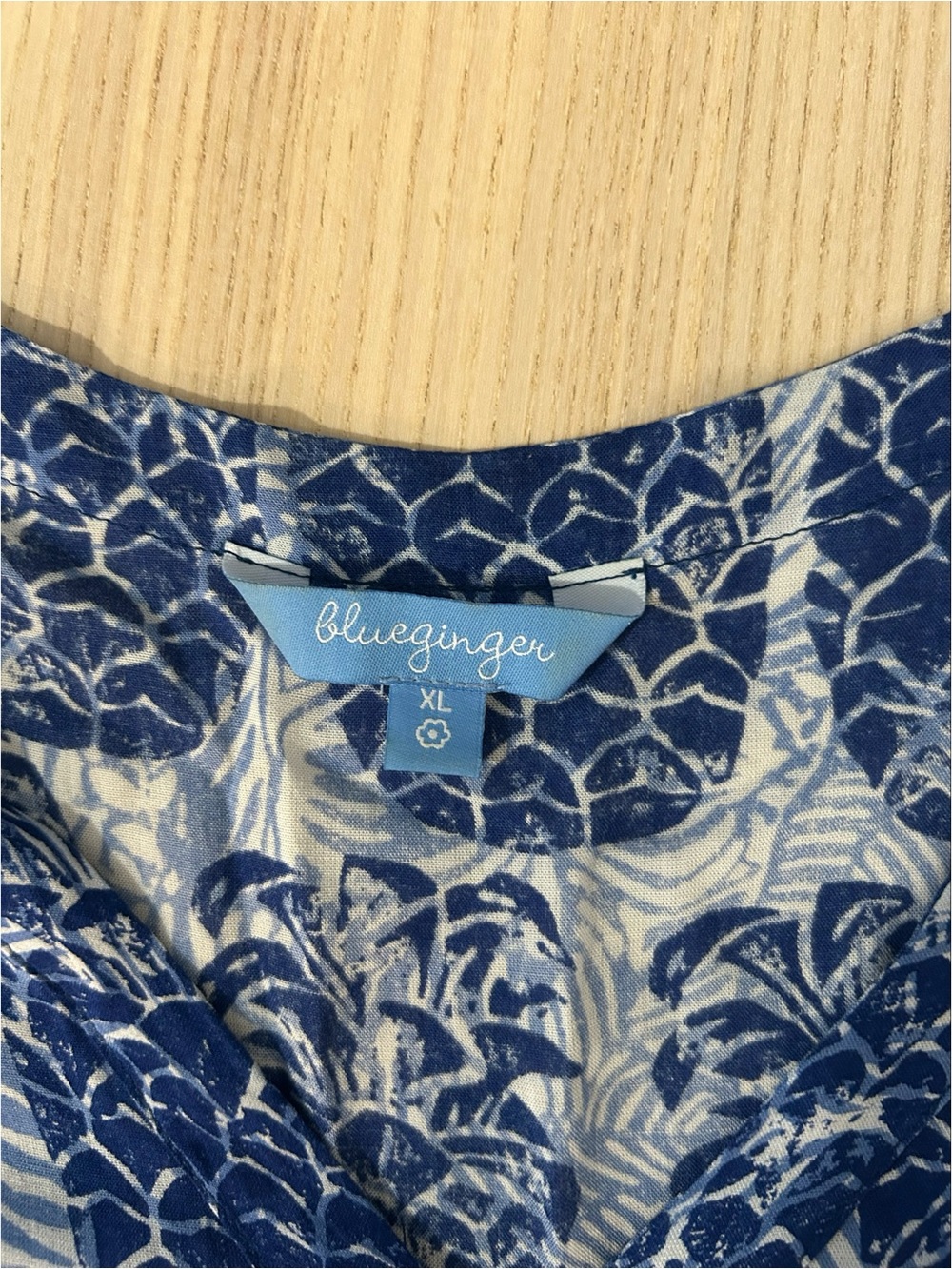 Blue Ginger Hawaiian Floral Aloha Blue Smocked Quarter Sleeve Dress Sz XL Rayon - Picture 3 of 6